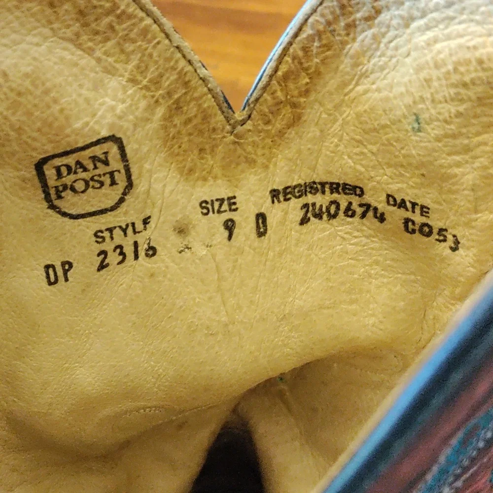 Dan Post Full Quill Blue Ostrich 9D boots - Picture 7 of 8